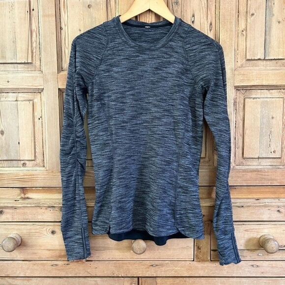 Lululemon Dark‎ Heather Gray Long Sleeve Shirt Crewneck Athletic Womens Size 6 - Picture 1 of 12